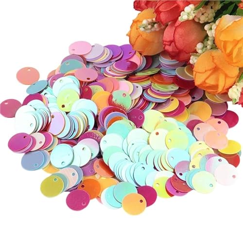 Pailletten for Basteln, Durchmesser 10 mm, 15 mm, 20 mm, 25 mm, groß, flach, mit rundem Randloch, lose Pailletten, 10 g(Peach Pink,20mm) von GGFFJ