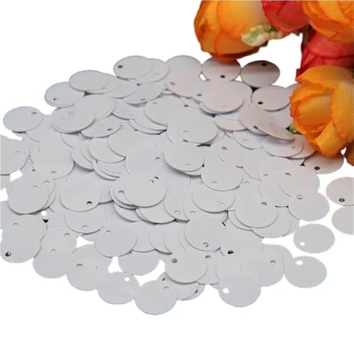 Pailletten for Basteln, Durchmesser 10 mm, 15 mm, 20 mm, 25 mm, groß, flach, mit rundem Randloch, lose Pailletten, 10 g(White,10mm) von GGFFJ
