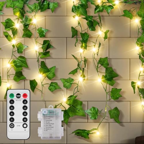 GGII 4 Stück 2m 40LED Efeugirlande Lichterkette Künstlich USB – Wasserdicht Mit Fernwirktechnik, Blumengirlande Hängend Pflanzen Für Innenberei & Party von GGII