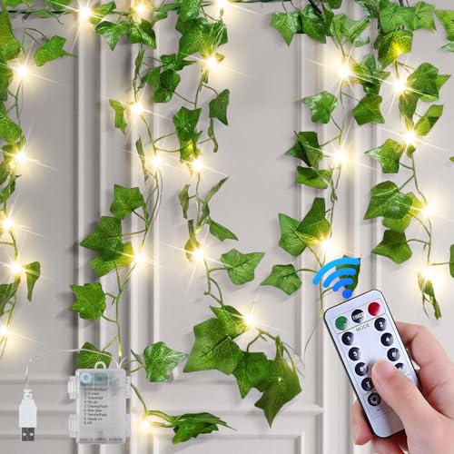 GGII 10M 100 LED Lichterkette Efeu Künstlich USB, 8 Modi Wasserdicht Lichterkette Mit Fernwirktechnik, Efeugirlande Lichterkette, Lichterkette Mit Blumengirlande Hängend Pflanzen Für Innenberei,Party GGII 10M 100 LED Lichterkette Efeu Künstlich USB, 8 Modi Wasserdicht Lichterkette Mit Fernwirktechnik, Efeugirlande Lichterkette, Lichterkette Mit Blumengirlande Hängend Pflanzen Für Innenberei,Party von GGII