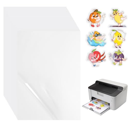GGTTNRT 20 Blatt Sticker Papier Zum Bedrucken, Selbstklebendes Folien Papier a4, Transparentpapier Bedruckbar für Vinyl Aufkleber Drucker, Laser und Tintenstrahldrucker Drucker (Transparent) von GGTTNRT
