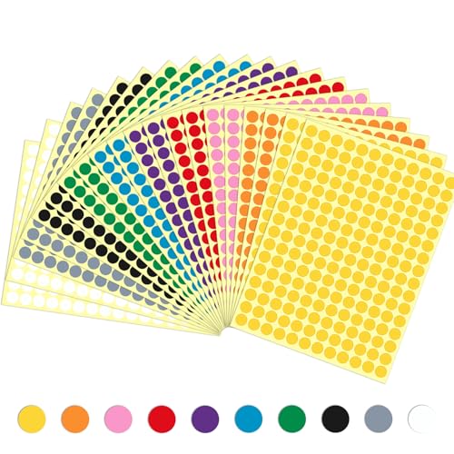 GGTTNRT 3300 Stück Klebepunkte Bunt 10mm Punkte Aufkleber Markierungspunkte Selbstklebende Klebepunkte Runde Punktaufkleber Etiketten 10 Farben (10mm-3300Stück) von GGTTNRT