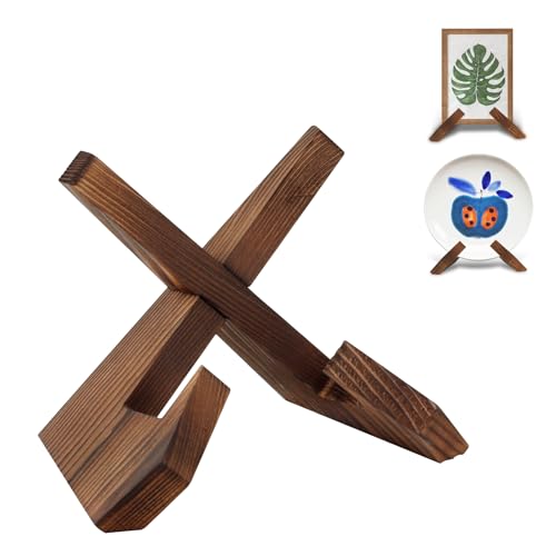 GGTTNRT Tellerständer Holz, Buchständer, Kochbuchhalter, Tellerhalter, Bilderrahmen Ständer, für Vintage Holz Dekorative Ständer (4.5 Zoll) von GGTTNRT