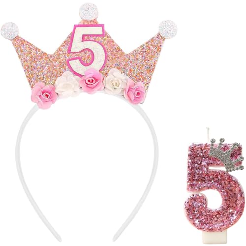GGUFAY 5 Jahr Geburtstagskrone + Geburtstagskerzen Zahlen 5, Krone Geburtstag 5 Jahre Mädchen und Birthday Candle Nummer, 3D Tortendeko, kuchen Dekoration für Geburtstag Party, Jubiläen GGUFAY 5 Jahr Geburtstagskrone + Geburtstagskerzen Zahlen 5, Krone Geburtstag 5 Jahre Mädchen und Birthday Candle Nummer, 3D Tortendeko, kuchen Dekoration für Geburtstag Party, Jubiläen von GGUFAY