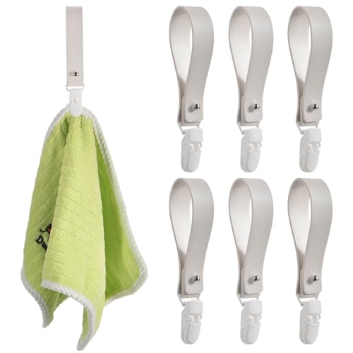 GGXZHT 6 Stück Aufhänger für Handtücher – Handtuch Clips mit Schlaufen - Geschirrtuchhalter Clips - Handtuchklammern für Küche, Bad und Badezimmern von GGXZHT