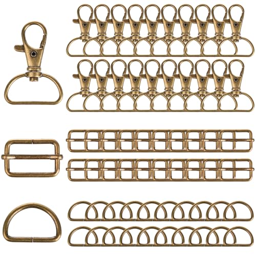 GGXZHT 60 Stück Karabinerhaken mit drehgelenk Schlüsselringer, D-Ringe 25mm, Triglide Schiebeschnalle Gurtversteller Metall Verschlüsse für DIY Hundehalsbänder Nähen Zubehör GGXZHT 60 Stück Karabinerhaken mit drehgelenk Schlüsselringer, D-Ringe 25mm, Triglide Schiebeschnalle Gurtversteller Metall Verschlüsse für DIY Hundehalsbänder Nähen Zubehör von GGXZHT