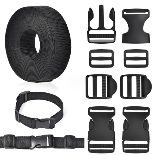 GGXZHT Schnallen Gurtband Set 25mm Nylon Gurtband 5M mit Schnallen und Verschlüsse, Einstellbare Kunststoffschnalle, Klickverschluss für Rucksack Gepäckgurten DIY GGXZHT Schnallen Gurtband Set 25mm Nylon Gurtband 5M mit Schnallen und Verschlüsse, Einstellbare Kunststoffschnalle, Klickverschluss für Rucksack Gepäckgurten DIY von GGXZHT