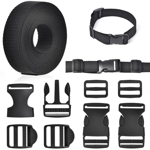 GGXZHT Nylon Gurtband 30mm 5M mit 10 Paare Schnallen und Verschlüsse, Einstellbare Kunststoff Steckschnalle, Klickverschluss für Rucksack DIY Handwerk Hundehalsband GGXZHT Nylon Gurtband 30mm 5M mit 10 Paare Schnallen und Verschlüsse, Einstellbare Kunststoff Steckschnalle, Klickverschluss für Rucksack DIY Handwerk Hundehalsband von GGXZHT