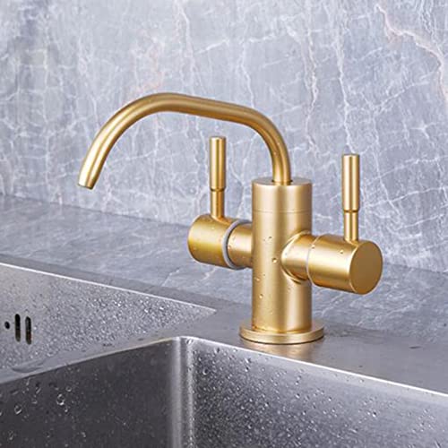 GGYTMQL Küchenarmatur, Wasserfilter, Edelstahl, schwenkbar, Dual-Wasserreiniger-Armaturen, gebürstetes Gold, A (E) von GGYTMQL