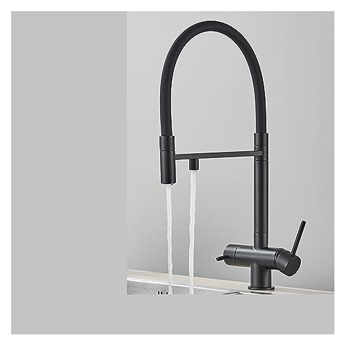 GGYTMQL Mattschwarzer Küchenwasserhahn, Wasserhahn, Luftreiniger, Wasserhahn, Doppelsprüher, Trinkwasserhahn, 360 Grad drehbar, Reinigungsmischer (Typ B, Chrom) von GGYTMQL