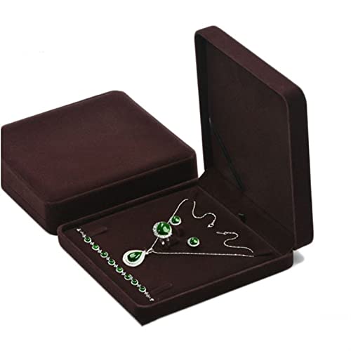 GGYTMQL Schreibtisch-Organizer, groß, quadratisch, Samt, Schmuckset, große Box, Halskette und Ring, Ohrringe, Anhänger, Geschenkboxen, Hochzeitsschmuck, Aufbewahrungsbox, Halter (Farbe: Kaffee-L von GGYTMQL