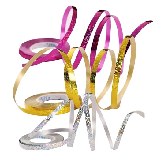 Bänder für Geschenkverpackung 3 Rollen 30 Fuß Iridiertes Band, rollende Glitzerbänder, glänzendes metallisches Band für Luftballons Schnur, Haare, Florist Flower Party Decor für Geschenkverpackung von GGpone