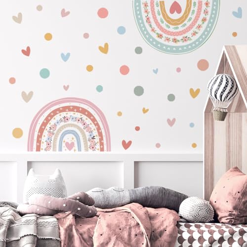 GHELKUC Regenbogen Boho Wandsticker Herzen Wandaufkleber,Regenbogen Wandtattoo für Schlafzimmer Kinderzimmer Babyzimmer Wanddeko GHELKUC Regenbogen Boho Wandsticker Herzen Wandaufkleber,Regenbogen Wandtattoo für Schlafzimmer Kinderzimmer Babyzimmer Wanddeko von GHELKUC