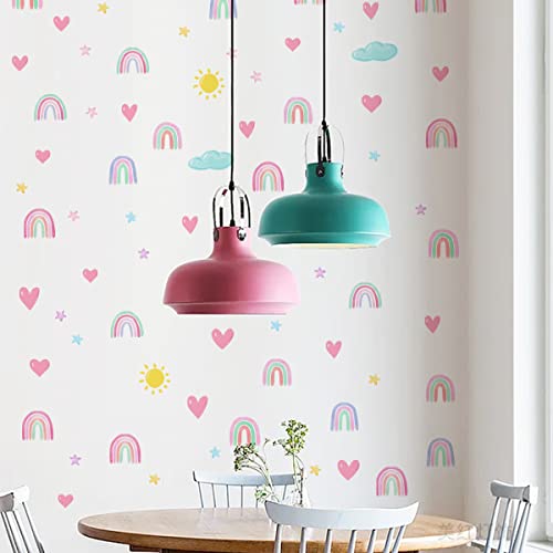GHELKUC Regenbogen Wandtattoo Herzen Wandsticker,72 Stück Regenbogen Wandaufkleber Stern Sonne für Kinder, Mädchen, Kinderzimmer, Babyzimmer GHELKUC Regenbogen Wandtattoo Herzen Wandsticker,72 Stück Regenbogen Wandaufkleber Stern Sonne für Kinder, Mädchen, Kinderzimmer, Babyzimmer von GHELKUC