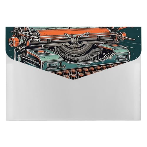 A Schreibmaschine, Akkordeon-Aktenordner, 6 Fächer, Dokumenten-Organizer, Fächermappe mit Etiketten, Reise-Dokumentenmappe, Kunststoff-Umschläge mit Schnappverschluss, 33 x 23 cm A Schreibmaschine, Akkordeon-Aktenordner, 6 Fächer, Dokumenten-Organizer, Fächermappe mit Etiketten, Reise-Dokumentenmappe, Kunststoff-Umschläge mit Schnappverschluss, 33 x 23 cm von GHENBLT