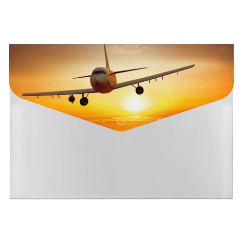 Akkordeon-Aktenordner, Flugzeug bei Sonnenuntergang, 6 Fächer, Dokumenten-Organizer, Fächermappe mit Etiketten, Reise-Dokumentenmappe, Kunststoff-Umschläge mit Schnappverschluss, 33 x 23 cm Akkordeon-Aktenordner, Flugzeug bei Sonnenuntergang, 6 Fächer, Dokumenten-Organizer, Fächermappe mit Etiketten, Reise-Dokumentenmappe, Kunststoff-Umschläge mit Schnappverschluss, 33 x 23 cm von GHENBLT
