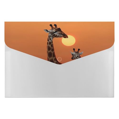 Akkordeon-Aktenordner, Giraffe bei Sonnenuntergang, 6 Fächer, Dokumenten-Organizer, Fächermappe mit Etiketten, Reisedokumentenmappe, Kunststoff-Umschläge mit Schnappverschluss, 33 x 23 cm Akkordeon-Aktenordner, Giraffe bei Sonnenuntergang, 6 Fächer, Dokumenten-Organizer, Fächermappe mit Etiketten, Reisedokumentenmappe, Kunststoff-Umschläge mit Schnappverschluss, 33 x 23 cm von GHENBLT