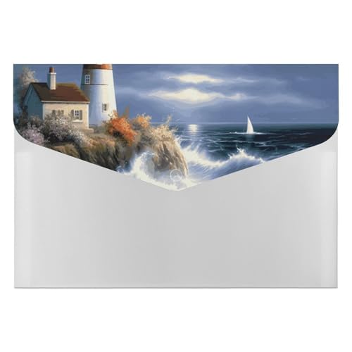 Akkordeon-Aktenordner mit 6 Fächern, Akkordeon-Ordner mit Leuchtturm, Fächermappe mit Etiketten, Reisedokumentenmappe, Kunststoff-Umschläge mit Schnappverschluss, 33 x 23 cm Akkordeon-Aktenordner mit 6 Fächern, Akkordeon-Ordner mit Leuchtturm, Fächermappe mit Etiketten, Reisedokumentenmappe, Kunststoff-Umschläge mit Schnappverschluss, 33 x 23 cm von GHENBLT