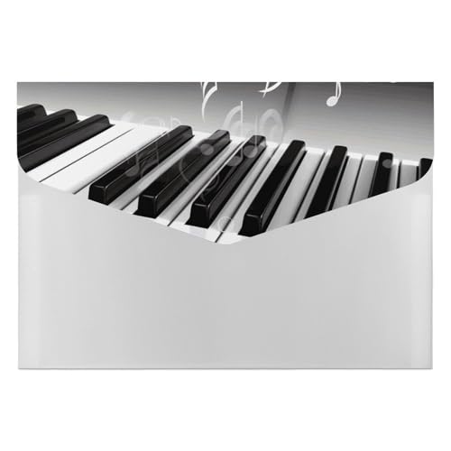 Akkordeon-Aktenordner mit Klaviermusik-Symbol, 6 Taschen, Dokumenten-Organizer, Fächermappe mit Etiketten, Reisedokumentenmappe, Kunststoff-Umschläge mit Schnappverschluss, 33 x 23 cm von GHENBLT