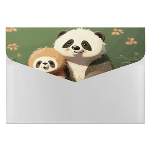 Akkordeon-Aktenordner mit niedlichem Panda und Faultier, 6 Taschen, Dokumenten-Organizer, Fächermappe mit Etiketten, Reisedokumentenmappen, Kunststoff-Umschläge mit Schnappverschluss, 33 x 23 cm von GHENBLT
