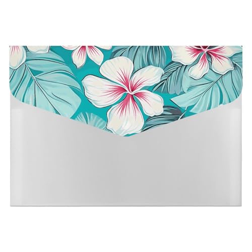 Akkordeon-Aktenordner mit tropischen Hibiskusblumen, 6 Taschen, Dokumenten-Organizer, Fächermappe mit Etiketten, Reisedokumentenmappe, Kunststoff-Umschläge mit Schnappverschluss, 33 x 23 cm von GHENBLT