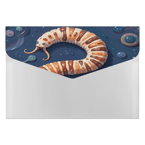 Biologischer Akkordeon-Aktenordner in Wurmform, 6 Taschen, Dokumenten-Organizer, Fächermappe mit Etiketten, Reisedokumentenmappen, Kunststoff-Umschläge mit Schnappverschluss, 33 x 23 cm von GHENBLT