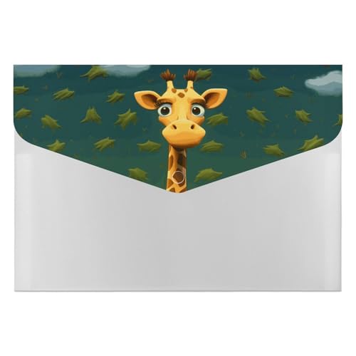 Cartoon-Giraffen-Akkordeon-Aktenordner, 6 Taschen, Dokumenten-Organizer, Fächermappe mit Etiketten, Reisedokumentenmappe, Kunststoff-Umschläge mit Schnappverschluss, 33 x 23 cm Cartoon-Giraffen-Akkordeon-Aktenordner, 6 Taschen, Dokumenten-Organizer, Fächermappe mit Etiketten, Reisedokumentenmappe, Kunststoff-Umschläge mit Schnappverschluss, 33 x 23 cm von GHENBLT