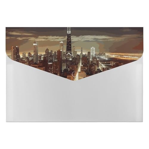 Chicago City Akkordeon-Aktenordner mit 6 Fächern, Akkordeon-Ordner mit Etiketten, Reise-Dokumentenmappe, Kunststoff-Umschläge mit Schnappverschluss, 33 x 23 cm Chicago City Akkordeon-Aktenordner mit 6 Fächern, Akkordeon-Ordner mit Etiketten, Reise-Dokumentenmappe, Kunststoff-Umschläge mit Schnappverschluss, 33 x 23 cm von GHENBLT