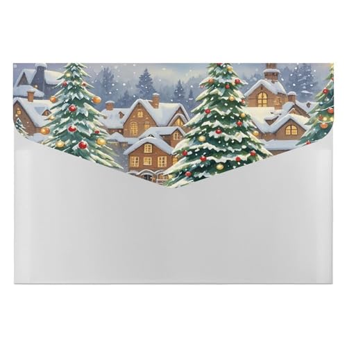 Christmas Tree Town Akkordeon-Aktenordner, 6 Fächer, Dokumenten-Organizer, Fächermappe mit Etiketten, Reise-Dokumentenmappe, Kunststoff-Umschläge mit Schnappverschluss, 33 x 23 cm Christmas Tree Town Akkordeon-Aktenordner, 6 Fächer, Dokumenten-Organizer, Fächermappe mit Etiketten, Reise-Dokumentenmappe, Kunststoff-Umschläge mit Schnappverschluss, 33 x 23 cm von GHENBLT