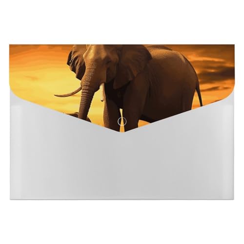Elefant Akkordeon-Aktenordner, 6 Fächer, Dokumenten-Organizer, Fächermappe mit Etiketten, Reise-Dokumentenmappe, Kunststoff-Umschläge mit Schnappverschluss, 33 x 23 cm von GHENBLT