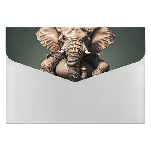 Elefant sitzender Akkordeon-Aktenordner mit 6 Fächern, Dokumenten-Organizer, Fächermappe mit Etiketten, Reisedokumentenmappen, Kunststoff-Umschläge mit Schnappverschluss, 33 x 23 cm von GHENBLT