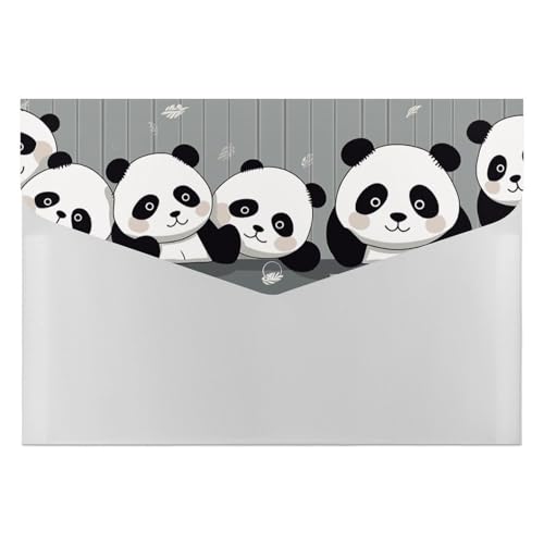 Funny Panda Akkordeon-Aktenordner, 6 Taschen, Dokumenten-Organizer, Fächermappe mit Etiketten, Reisedokumentenmappe, Kunststoff-Umschläge mit Schnappverschluss, 33 x 23 cm von GHENBLT