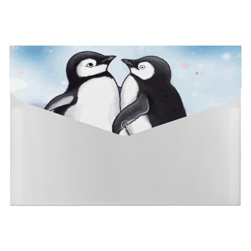 I Love Penguins Akkordeon-Aktenordner, 6 Fächer, Dokumenten-Organizer, Fächermappe mit Etiketten, Reisedokumentenmappe, Kunststoff-Umschläge mit Schnappverschluss, 33 x 23 cm von GHENBLT