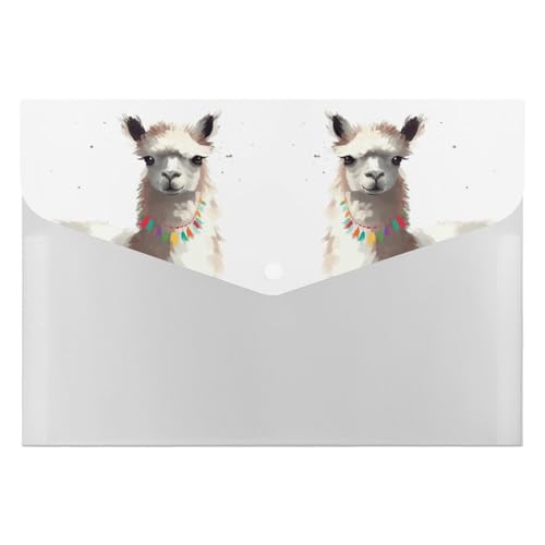 Llama Akkordeon-Aktenordner, 6 Fächer, Dokumenten-Organizer, Fächermappe, Akkordeon-Ordner mit Etiketten, Reisedokumentenmappen, Kunststoff-Umschläge mit Schnappverschluss, 33 x 23 cm von GHENBLT