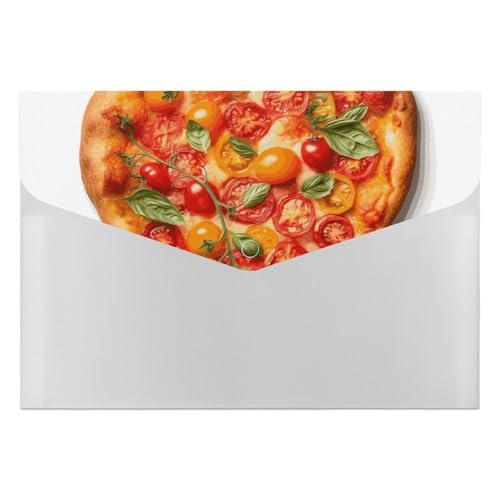 Pizza-Akkordeon-Aktenordner in Herzform, 6 Fächer, Dokumenten-Organizer, Fächermappe mit Etiketten, Reisedokumentenmappen, Kunststoff-Umschläge mit Schnappverschluss, 33 x 23 cm von GHENBLT