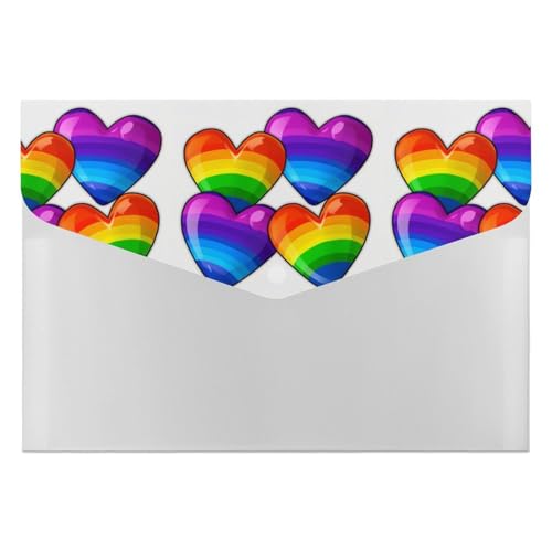 Rainbow Gay Pride Herzen, Akkordeon-Aktenordner, 6 Fächer, Dokumenten-Organizer, Fächermappe mit Etiketten, Reisedokumentenmappe, Kunststoff-Umschläge mit Schnappverschluss, 33 x 23 cm Rainbow Gay Pride Herzen, Akkordeon-Aktenordner, 6 Fächer, Dokumenten-Organizer, Fächermappe mit Etiketten, Reisedokumentenmappe, Kunststoff-Umschläge mit Schnappverschluss, 33 x 23 cm von GHENBLT