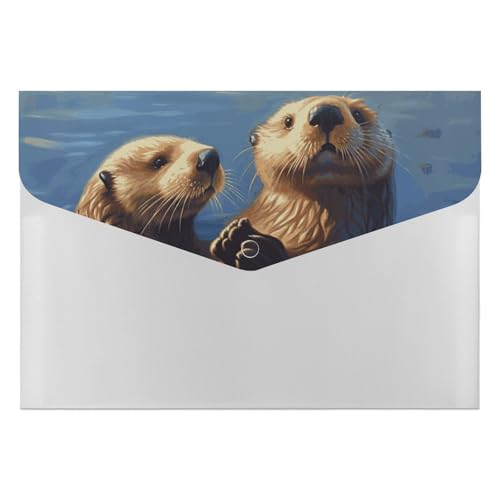 Sea Otters Akkordeon-Aktenordner mit 6 Fächern, Akkordeon-Ordner mit Etiketten, Reise-Dokumentenmappe, Kunststoff-Umschläge mit Schnappverschluss, 33 x 23 cm von GHENBLT