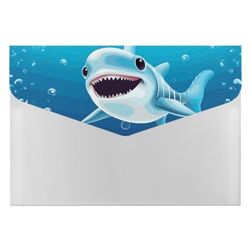 Smiling Shark Akkordeon-Aktenordner mit 6 Fächern, Akkordeon-Ordner mit Etiketten, Reise-Dokumentenmappe, Kunststoff-Umschläge mit Schnappverschluss, 33 x 23 cm Smiling Shark Akkordeon-Aktenordner mit 6 Fächern, Akkordeon-Ordner mit Etiketten, Reise-Dokumentenmappe, Kunststoff-Umschläge mit Schnappverschluss, 33 x 23 cm von GHENBLT