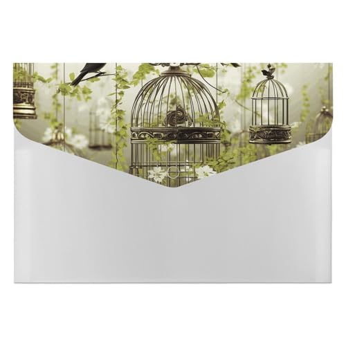 Vogelkäfige und Vögel, Akkordeon-Aktenordner, 6 Fächer, Dokumenten-Organizer, Fächermappe, Akkordeon-Ordner mit Etiketten, Reise-Dokumentenmappen, Kunststoff-Umschläge mit Schnappverschluss, 33 x 23 Vogelkäfige und Vögel, Akkordeon-Aktenordner, 6 Fächer, Dokumenten-Organizer, Fächermappe, Akkordeon-Ordner mit Etiketten, Reise-Dokumentenmappen, Kunststoff-Umschläge mit Schnappverschluss, 33 x 23 von GHENBLT