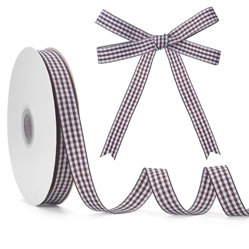 GHGMAO Braunes und weißes Gingham-Band, 1,6 cm x 45,7 m Rolle, Picknick-Bastelband, braunes Büffelband, 100 % Polyester, zum Nähen, Basteln, Geschenkverpackungen, festliche Party-Dekorationen GHGMAO Braunes und weißes Gingham-Band, 1,6 cm x 45,7 m Rolle, Picknick-Bastelband, braunes Büffelband, 100 % Polyester, zum Nähen, Basteln, Geschenkverpackungen, festliche Party-Dekorationen von GHGMAO
