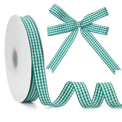 GHGMAO Grünes und weißes Gingham-Band, 1,6 cm x 45,7 m Rolle, Picknick, Handwerk, grünes Büffelband, 100 % Polyester, zum Nähen, Basteln, Geschenkverpackungen, festliche Party-Dekorationen GHGMAO Grünes und weißes Gingham-Band, 1,6 cm x 45,7 m Rolle, Picknick, Handwerk, grünes Büffelband, 100 % Polyester, zum Nähen, Basteln, Geschenkverpackungen, festliche Party-Dekorationen von GHGMAO