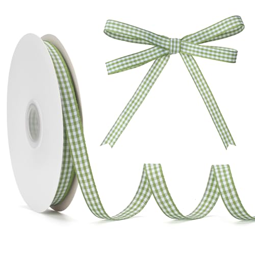 GHGMAO Moosgrünes und weißes Gingham-Band, 0,95 cm x 45,7 m Rolle, Picknick, Handwerk, grünes Büffelband, 100 % Polyester, zum Nähen, Basteln, Geschenkverpackungen, festliche Party-Dekorationen GHGMAO Moosgrünes und weißes Gingham-Band, 0,95 cm x 45,7 m Rolle, Picknick, Handwerk, grünes Büffelband, 100 % Polyester, zum Nähen, Basteln, Geschenkverpackungen, festliche Party-Dekorationen von GHGMAO