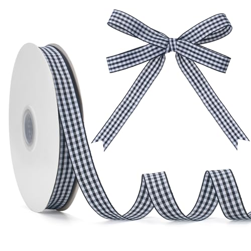 GHGMAO Schwarz-weißes Gingham-Band, 1,6 cm x 45,7 m Rolle, Picknick-Bastelband, 100 % Polyester, zum Nähen, Basteln, Geschenkverpackungen, festliche Party-Dekorationen GHGMAO Schwarz-weißes Gingham-Band, 1,6 cm x 45,7 m Rolle, Picknick-Bastelband, 100 % Polyester, zum Nähen, Basteln, Geschenkverpackungen, festliche Party-Dekorationen von GHGMAO