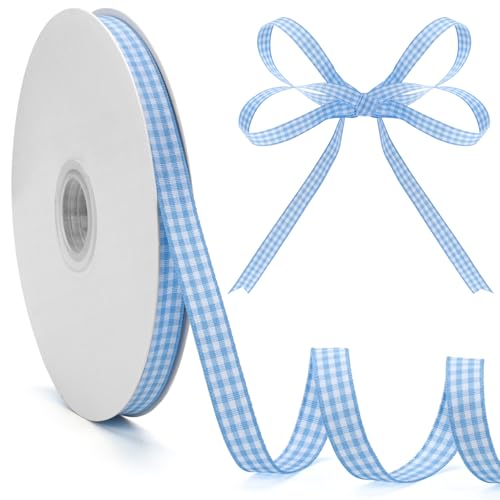 Gingham-Band, blau und weiß, kariert, 0,95 cm x 45,7 m pro Rolle, 100 % Polyester, blaues Büffelkariertes Band für Geschenkverpackungen, Haarschleifen, Picknick, Handwerk, DIY-Zubehör Gingham-Band, blau und weiß, kariert, 0,95 cm x 45,7 m pro Rolle, 100 % Polyester, blaues Büffelkariertes Band für Geschenkverpackungen, Haarschleifen, Picknick, Handwerk, DIY-Zubehör von GHGMAO