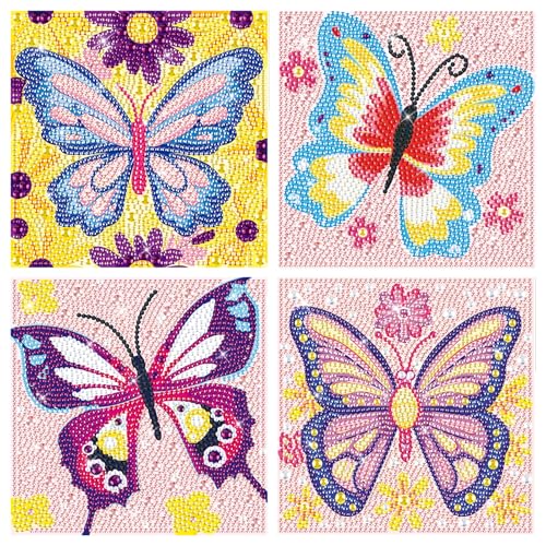4er Set 5D Diamond Painting Kinder Schmetterling Full Diamant Painting Bilder Kinder, DIY Diamant Art Mosaikherstellung Basteln Mädchen Junge 6 7 8 9 10 11 12 Jahre, Geschenk Kinder Ab 6 Jahre 15x15cm 4er Set 5D Diamond Painting Kinder Schmetterling Full Diamant Painting Bilder Kinder, DIY Diamant Art Mosaikherstellung Basteln Mädchen Junge 6 7 8 9 10 11 12 Jahre, Geschenk Kinder Ab 6 Jahre 15x15cm von GHHKUD