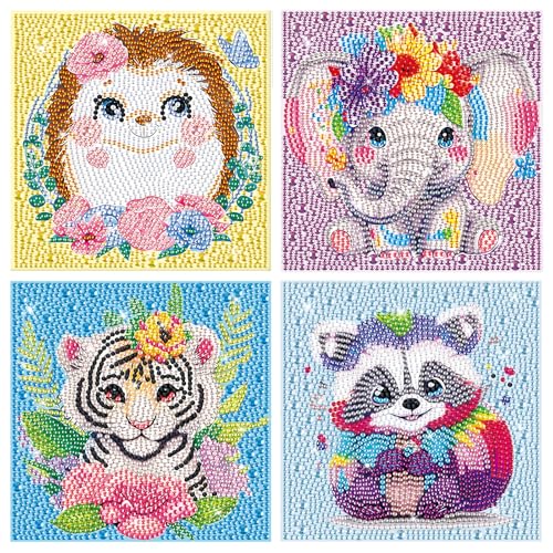 GHHKUD 4er Set 5D Diamond Painting Kinder Full Diamant Painting Bilder Kinder Tiere, DIY Diamant Art Mosaikherstellung Basteln Mädchen Junge 6 7 8 9 10 11 12 Jahre, Geschenk Kinder Ab 6 Jahre 15x15cm GHHKUD 4er Set 5D Diamond Painting Kinder Full Diamant Painting Bilder Kinder Tiere, DIY Diamant Art Mosaikherstellung Basteln Mädchen Junge 6 7 8 9 10 11 12 Jahre, Geschenk Kinder Ab 6 Jahre 15x15cm von GHHKUD
