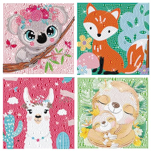 GHHKUD 4er Set 5D Diamond Painting Kinder Tiere Full Diamant Painting Bilder Kinder, DIY Diamant Art Mosaikherstellung Basteln Mädchen Junge 6 7 8 9 10 11 12 Jahre, Geschenk Kinder Ab 6 Jahre 15x15cm GHHKUD 4er Set 5D Diamond Painting Kinder Tiere Full Diamant Painting Bilder Kinder, DIY Diamant Art Mosaikherstellung Basteln Mädchen Junge 6 7 8 9 10 11 12 Jahre, Geschenk Kinder Ab 6 Jahre 15x15cm von GHHKUD