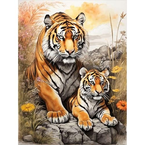 GHHKUD 5D Diamond Painting für Erwachsene, Tiger Tiere DIY Diamant Painting Bilder für Erwachsene Anfänger, Diamond Painting Set, Full Drill Diamant Malerei für Haus Dekoration 30x40 cm GHHKUD 5D Diamond Painting für Erwachsene, Tiger Tiere DIY Diamant Painting Bilder für Erwachsene Anfänger, Diamond Painting Set, Full Drill Diamant Malerei für Haus Dekoration 30x40 cm von GHHKUD