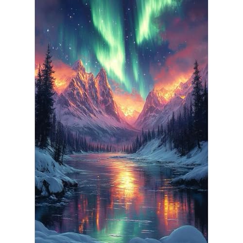 GHHKUD Aurora Landschaften Diamond Painting für Erwachsene, 5D DIY Diamant Painting Bilder für Erwachsene Anfänger, Diamond Art Painting Set, Full Drill Diamant Malerei für Dekoration 30x40 cm von GHHKUD