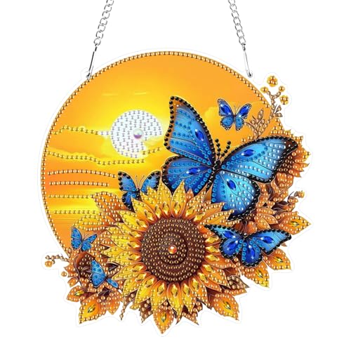 GHHKUD Diamond Painting Fensterbilder Beidseitige, Diamond Painting Sonnenblume Schmetterling Anhänger mit Kette, Diamant Painting Bilder Kristall Malerei Anhänger, Wandbehang Kits für Wand Decor GHHKUD Diamond Painting Fensterbilder Beidseitige, Diamond Painting Sonnenblume Schmetterling Anhänger mit Kette, Diamant Painting Bilder Kristall Malerei Anhänger, Wandbehang Kits für Wand Decor von GHHKUD